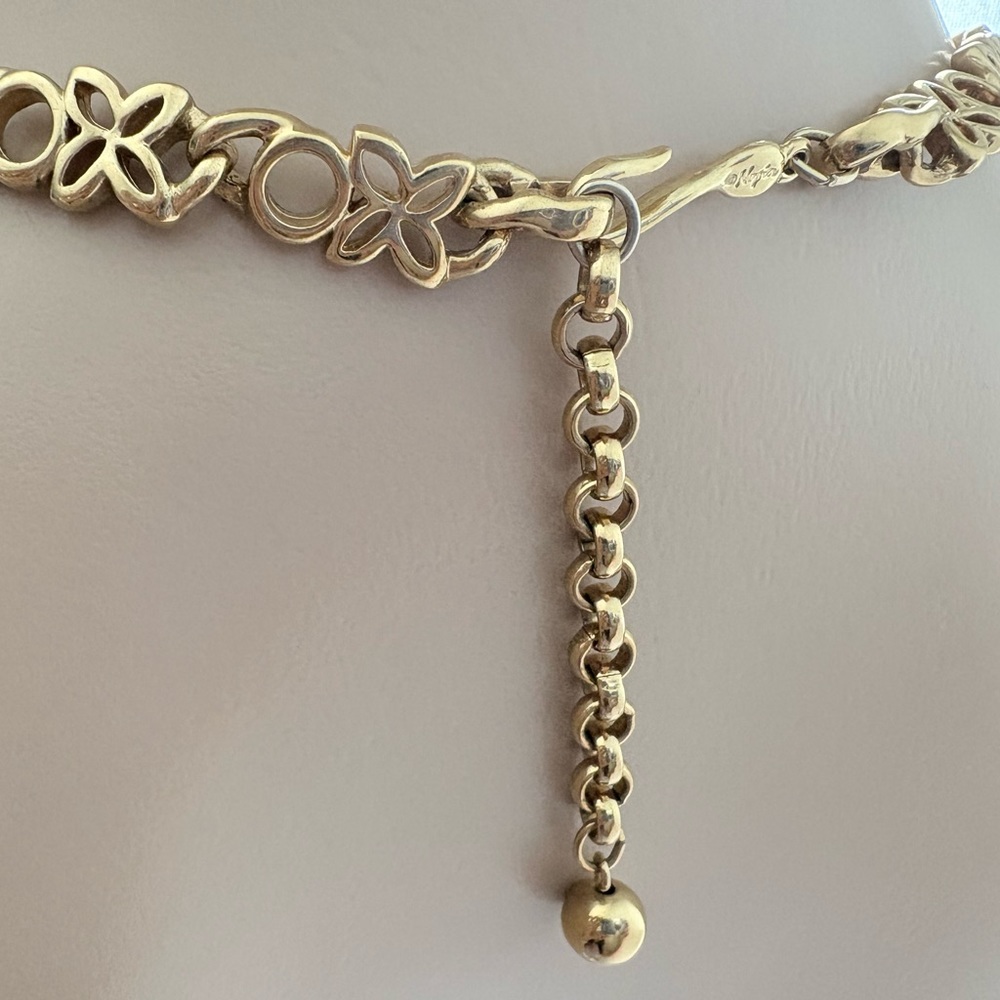 NAPIER Vintage Signed Rare Gorgeous Floral Clear Crystal Gold Necklace. - Picture 2 of 10